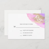 Aquarelle rose violet or BAT MITZVAH RSVP (Devant / Derrière)