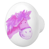 Aquarelle rose violet poney / cheval bouton (Droite)