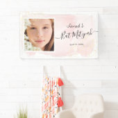 Aquarelle rose x or Bannière Bat mitzvah photo (En situation)