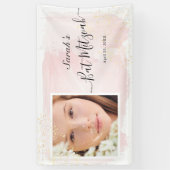 Aquarelle rose x or Bannière Bat mitzvah photo (Vertical)