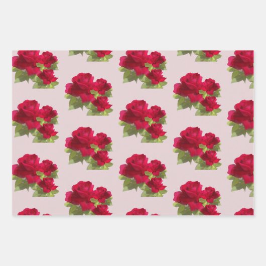 Aquarelle roses à fleurs Enveloppement Papier ense (Devant 3)