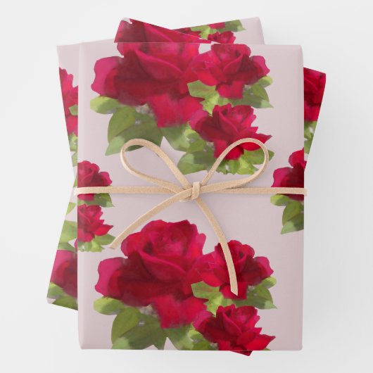 Aquarelle roses à fleurs Enveloppement Papier ense (En situation)