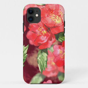 Aquarelle Roses avec Coque coque iphone Mate vert