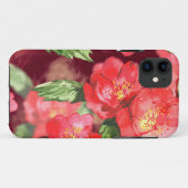 Aquarelle Roses avec Coque coque iphone Mate vert (Dos (Horizontal))