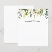 Aquarelle Roses blanches et Hydrangeas papeterie (Devant / Derrière)