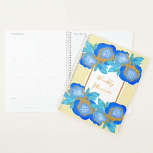 Aquarelle Roses Bleu Or Hebdomadaire