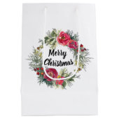 Aquarelle roses de Noël sac cadeau de couronne bla (Dos)