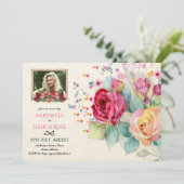 Aquarelle Roses FAREWELL PHOTO Invitation rose (Debout devant)