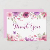 Aquarelle Roses Feuillage Floral Merci (Devant / Derrière)