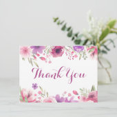 Aquarelle Roses Feuillage Floral Merci (Debout devant)