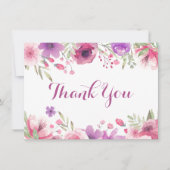 Aquarelle Roses Feuillage Script Merci (Devant)