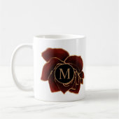 Aquarelle Roses or Bourgogne Monogram café Mug (Gauche)