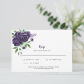 Aquarelle Roses Pourpre Foncé Feuillage RSVP (Debout devant)