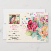 Aquarelle Roses RETRAITE PHOTO Invitations rose (Devant)