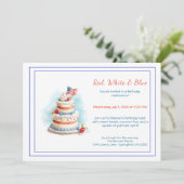 Aquarelle rouge blanc et bleu Invitation d'anniver (Debout devant)