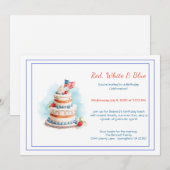 Aquarelle rouge blanc et bleu Invitation d'anniver (Devant / Derrière)