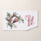 Aquarelle Rouge Cardinal Bird Wreath (Serviette à main)