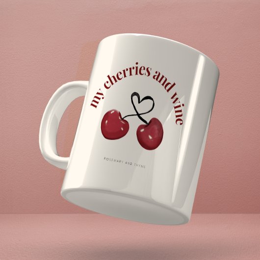 Aquarelle rouge cerisier Coeur Mug