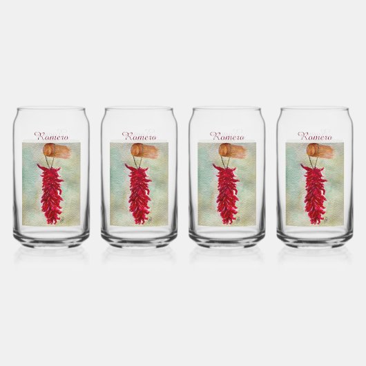 Aquarelle Rouge Chili Ristra Nouveau Mexique (Recto)