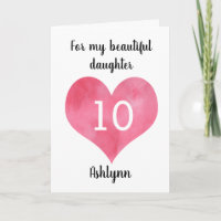 Aquarelle Rouge Coeur 10e Carte Anniversaire