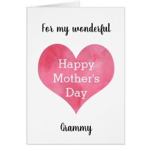 Aquarelle rouge Coeur Bonne fête des mères Grammy
