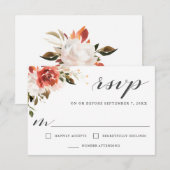 Aquarelle rouge et blanche subtile RSVP florale (Devant / Derrière)