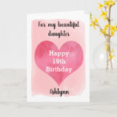 Aquarelle Rouge et Gold Heart Carte 19e anniversai (Fleur jaune)