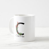 Aquarelle rouge fleur sauvage monogramme tasse de  (Devant gauche)