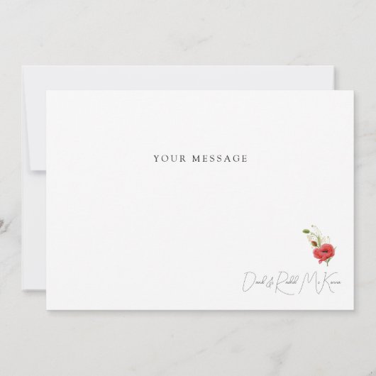 Aquarelle Rouge Floral Merci personnalisé (Dos)