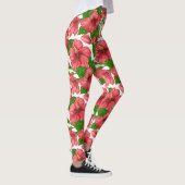 Aquarelle rouge hibiscus motif leggings (Droite)