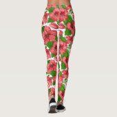 Aquarelle rouge hibiscus motif leggings (Dos)