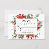 Aquarelle Rouge Poinsettia Mariage floral RSVP (Devant)