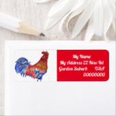 Aquarelle rouge Rooster Étiquettes d'adresse de re (En situation)