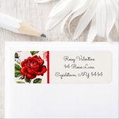 Aquarelle Rouge Rose Étiquette de adresse (En situation)