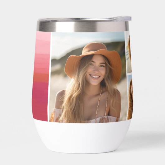 Aquarelle rouge rose - Monogramme mod - Collage ph (Gauche)