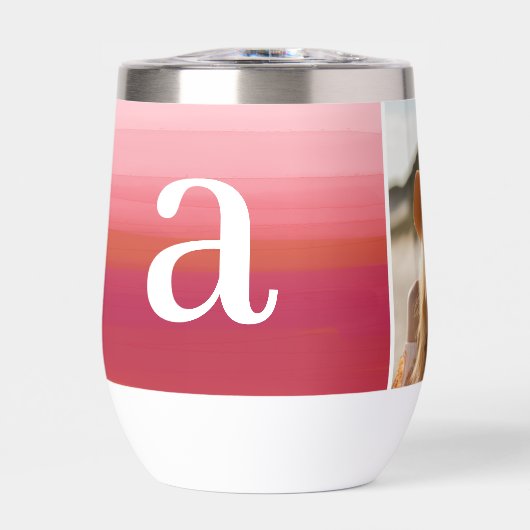 Aquarelle rouge rose - Monogramme mod - Collage ph (Avant)