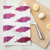 Aquarelle rouge rose plumes serviette de thé (Quart Plié)