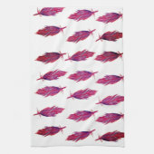 Aquarelle rouge rose plumes serviette de thé (Vertical)