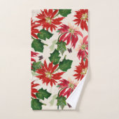 Aquarelle rouge rustique Poinsettia Flore Verdure (Serviette à main)