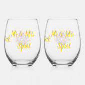 Aquarelle rouge tulipe verre à vin mariage M & Mme (Verso)