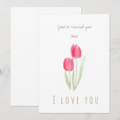 aquarelle rouge tulipes fleurs carte de voeux (Devant / Derrière)