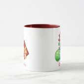 Aquarelle rouge vert Noël Café cadeau Mug (Centre)