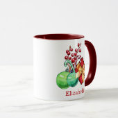 Aquarelle rouge vert Noël Café cadeau Mug (Devant droit)