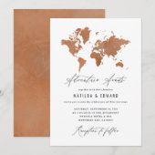 Aquarelle rouille carte du monde Voyage mariage (Devant / Derrière)