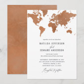 Aquarelle rouille carte du monde Voyage mariage (Devant / Derrière)