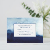 Aquarelle RSVP Card Mariage Bleu foncé Abstrait (Debout devant)