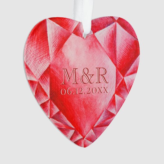 Aquarelle Ruby Heart 40e anniversaire de Mariage (devant)