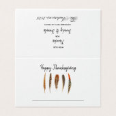 Aquarelle Russe plumes Thanksgiving carte place (Outside Unfolded)