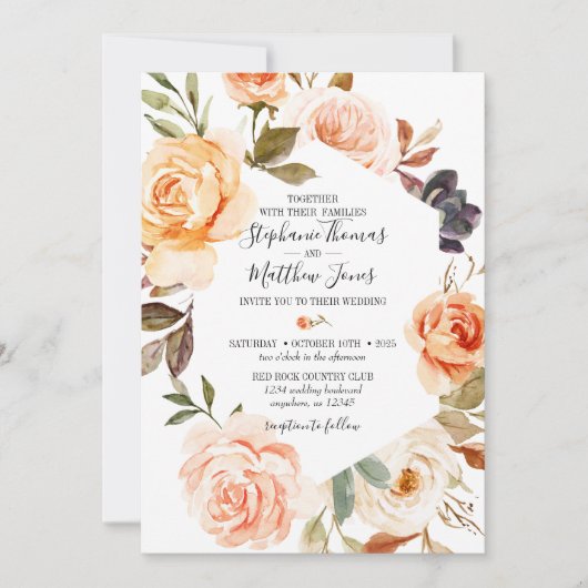 Aquarelle Rustique Automne Faire-part de mariage F (Devant)