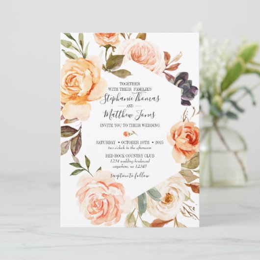 Aquarelle Rustique Automne Faire-part de mariage F (Debout devant)